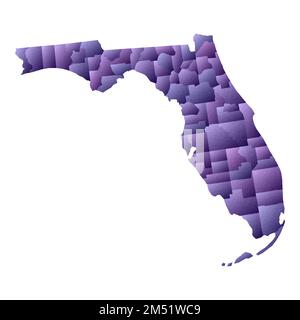 Florida Karte. Geometrischer Stil US-Bundesstaat mit Countys. Künstlerische Vektor-Illustration. Stock Vektor