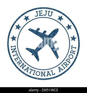 Logo des internationalen Flughafens Jeju. Vektordarstellung der Flughafenstempel. Jeju City Flugplatz. Stock Vektor