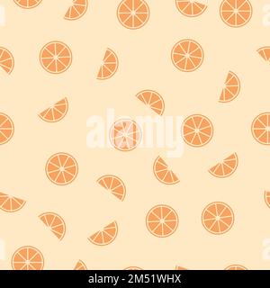 Nahtloses Muster mit Orangenfrucht-Scheiben. Frische Orangenobstscheiben. Sommerfrüchte für einen gesunden Lebensstil. Vektordarstellung Stock Vektor