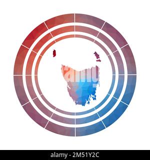 Tasmanien-Emblem. Helles, verlaufendes Logo der Insel in flachem Poly-Stil. Stock Vektor