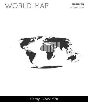 Weltkarte. Globus in Bromley-Projektion, schlichter Stil. Moderne Vektorillustration. Stock Vektor
