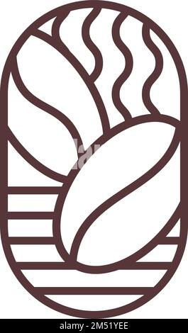 Braunes Vector-Logo für Kaffeebohnen für Cafés oder Geschäfte. Rundes, lineares Tageslogo mit organischem Design. Abstraktes Vintage-Design für Kaffeepause Stock Vektor