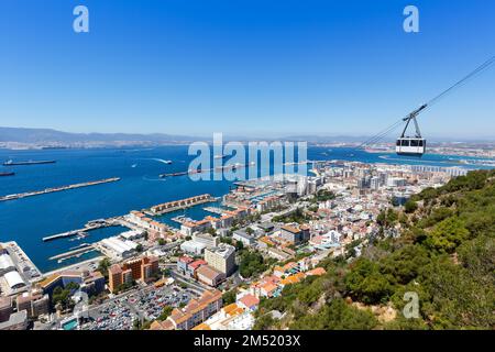 Gibraltar Seilbahn Hafen Mittelmeer Reisen in die Stadt reisen Stockfoto