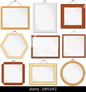 Satz Holzrahmen auf weißem Hintergrund, Vektor EPS10-Darstellung Stock Vektor
