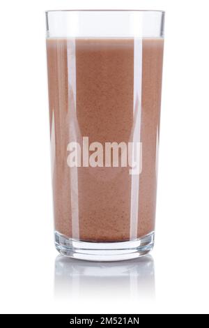 Schokoladengetränk Milchglas isoliert auf weißem Hintergrund Stockfoto