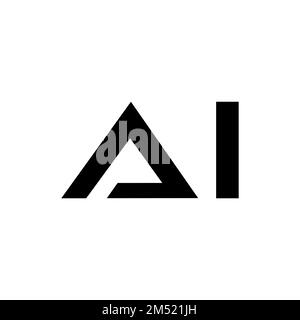 AI-Schriftzug in moderner schwarzer Farbe, isoliert auf weißer Farbe, Vektorabbildung Stock Vektor