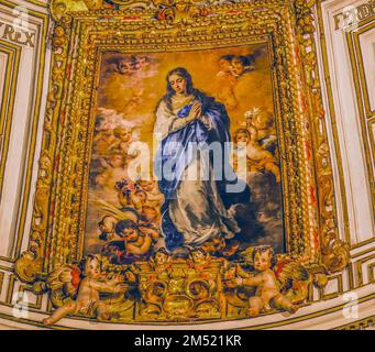 Jungfrau Maria Himmel Unbefleckte Empfängnis Gemälde Chapterhouse Kathedrale Sevilla Andalusien Spanien Gemälde von Bartolme Murillo in der Kathedrale von 1600er Stockfoto