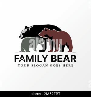 Einfache und einzigartige Familie oder 3 Bären Bildgrafik Symbol Logo Design abstraktes Konzept Vektormaterial. Kann als Symbol für Tiere oder Wildtiere verwendet werden. Stock Vektor