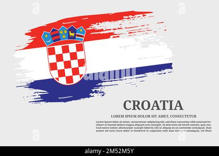 Kroatische Flagge Grunge Pinsel und Textposter, Vektor Stock Vektor