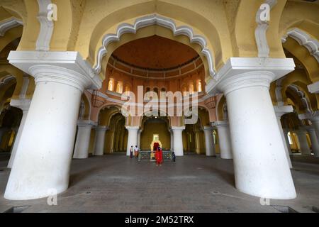 Thirumalai Nayak Palace in Madurai, Tamil Nadu, Indien. Stockfoto