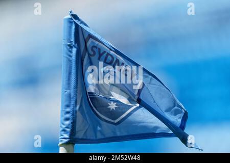 Sydney, Australien. 24. Dezember 2022. Die Eckflagge des Sydney FC ist während des Spiels zwischen dem Sydney FC und den Wanderern im Allianz Stadium am 24. Dezember 2022 in Sydney, Australien, zu sehen. Credit: IOIO IMAGES/Alamy Live News Stockfoto