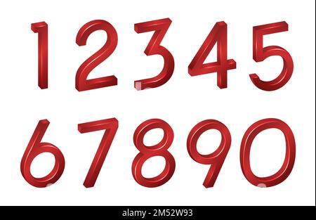 Number Collection isometrische mathematische Zahlen, Symbole und Symbole werden in 3D-Schrift auf weißem Hintergrund angezeigt. Vektordarstellung mit digitalem geometrischem Zeichen Stock Vektor