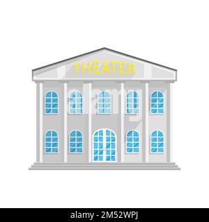 Gebäude im Theaterstil, isoliert auf weißem Hintergrund, Vektor-Illustration. Architektur Opernhaus, wo es Darbietungen, Ausstellungen, c Stock Vektor