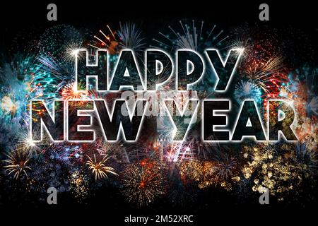 Frohes neues Jahr Gruß-Karte Stockfoto