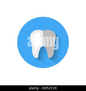 Zahnsymbol isoliert in flacher Vektordarstellung. Moderne, minimalistische Ikone zum Thema Stomatologie in stilvollen Farben. Website und Beschreibung Stock Vektor