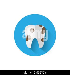 Zahnabfall, Karies dargestellt in einem flachen Vektordesign. Minimalistische Ikone zum Thema Stomatologie. Website und Design für Mafia Stock Vektor