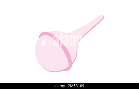 Klassischer Nasenreiniger Nasenabsauger Clipart. Einfache pinkfarbene Gummipuppe mit Nasenabsaugung und flachem Vektor, auf Weiß isoliert Stock Vektor
