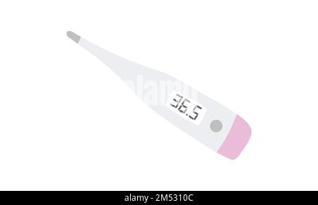 Elektronisches medizinisches Thermometer-Clipart. Einfache, moderne Darstellung eines flachen Vektors für das Thermometer mit Batterie. Minimalistisches elektrisches Celsius-Thermometer Stock Vektor