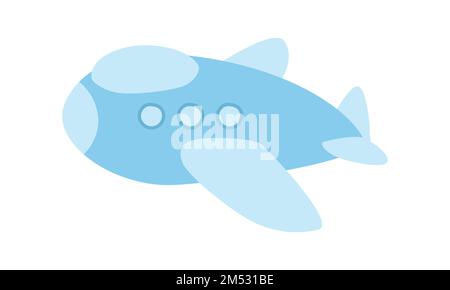 Baby-Spielzeug-Flugzeug-Clipart. Einfache süße Flugzeug-Flachvektordarstellung. Minimalistisch-blaue Cartoon-Ikone für Babyflugzeuge. Kinder, Babyparty, Kinder Stock Vektor