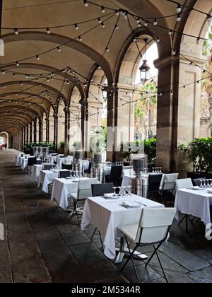 Restaurant 7 portes. Porxos d'eng Guifré, Pla de Palau. Barcelona, Katalonien, Spanien. Stockfoto