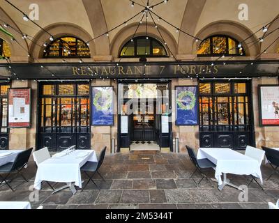 Restaurant 7 portes. Porxos d'eng Guifré, Pla de Palau. Barcelona, Katalonien, Spanien. Stockfoto