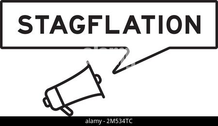 Megafon-Symbol mit Sprechblase in Wortstagflation auf weißem Hintergrund Stock Vektor