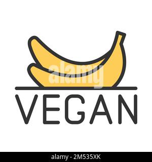 Veganes, mit Farben gefülltes Logo-Symbol isoliert auf Weiß Stock Vektor