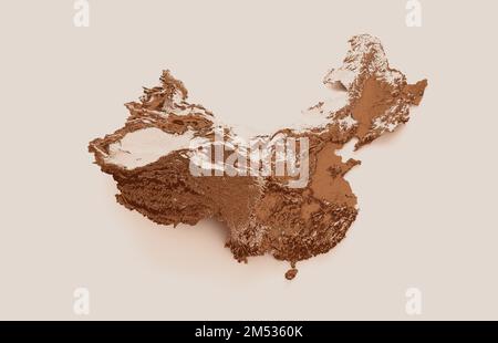 eine 3D-Darstellung der Karte von China im alten und Retro-Stil Stockfoto