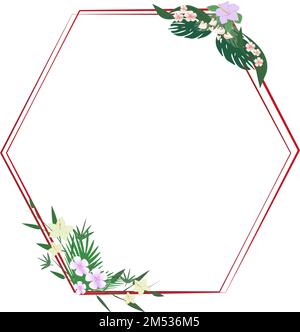 Rahmen mit tropischen Blumen isoliert Stock Vektor