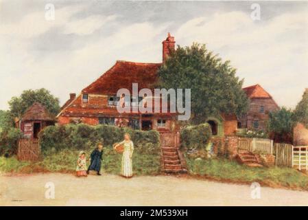 Cottages von Kate Greenaway aus dem Buch " Kate Greenaway " von Marion Harry Spielmann, 1858-1948; und George Somes Layard, veröffentlicht von G.P. Putnams Söhne in New York und A und C. Black in London 1905 Stockfoto