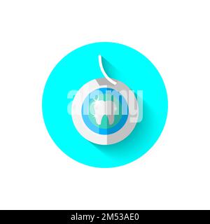 Zahnseide-Symbol, dargestellt in einer Vektordarstellung im flachen Design. Moderne Ikone der Zahnheilkunde. Website und Design für mobile Anwendungen und othe Stock Vektor