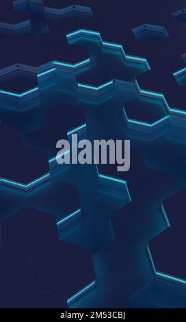 Abstraktes Hexagon-Hintergrundmuster. 3D-Rendern Stockfoto