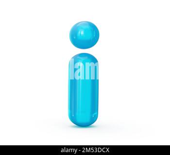 eine 3D-Abbildung des Buchstabens, den ich aus Aqua-blauer Gelee-Flüssigkeit gemacht habe. Informationsschild Konzept Stockfoto