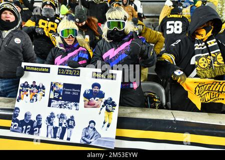 Pittsburgh, Pennsylvania, USA. 24. Dezember 2022. 24. Dezember 2022 Fans während der Pittsburgh Steelers vs Las Vegas Raiders in Pittsburgh, Pennsylvania. Jake Mysliwczyk/BMR (Kreditbild: © Jake Mysliwczyk/BMR über ZUMA Press Wire) Stockfoto