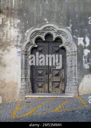 Igreja de Nossa Senhora da Assunção Seiteneingang, Elvas Stockfoto