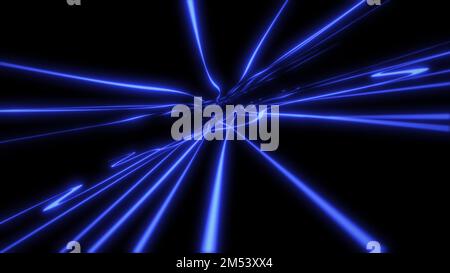 Abstrakte geometrische blaue Linien Hintergrund dynamische Neonleuchten Elemente. Stockfoto