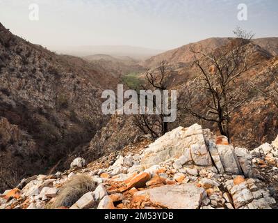 Blick über Standley Chasm auf Abschnitt 3 des Larapinta Trails, West MacDonnell (Tjoritja) National Park, Northern Territory, Australien Stockfoto