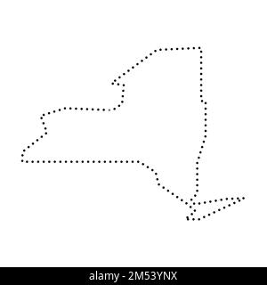 New York State of United States of America, USA. Vereinfachte dicke schwarze Umrisskarte. Einfache flache Vektordarstellung Stock Vektor