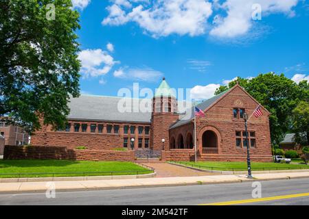 Malden Public Library in der Salem Street 36 im historischen Stadtzentrum von Malden, Massachusetts, MA, USA. Stockfoto