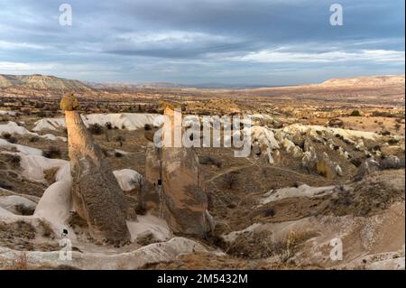 Landschaftsfoto der drei Schönheiten in Urgup, Türkei Stockfoto