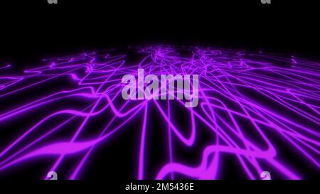 Optischer geometrischer Effekt gekrümmte Linie abstrakte Form dynamisches Neonlicht-Element. Stockfoto