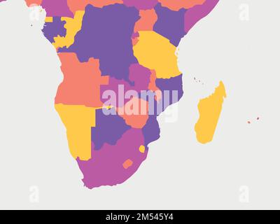 Südliches Afrika: Leere Karte. Hochdetaillierte politische Karte der südlichen afrikanischen Region Stock Vektor
