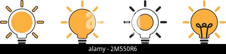 Eine Vektordarstellung von Lampensymbolen in Orange und Schwarz, isoliert auf weißem Hintergrund Stock Vektor