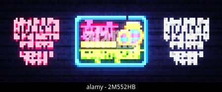 Fröhliche Janmashtami-Grußkarte Neon. Vektorvorlage für modernes Trenddesign. Indischer Text, Übersetzung: Happy Janmashtami. Abbildung: Ind Stock Vektor