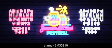 Janmashtami Festival Neon-Zeichen-Vektor-Design-Vorlage. Festliche Darstellung von Krishnas Geburtstag. Feier des indischen Weihnachtsdesigns, leicht Stock Vektor