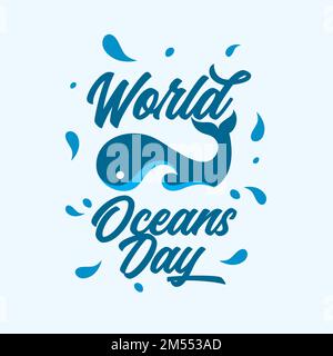 Hintergrund Des Weltmeertags. Rette Ocean Stock Vektor