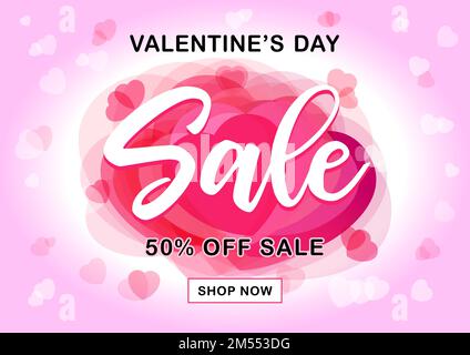 Einladungskarte oder -Anhänger mit pinkfarbenem Hintergrund. Grafikvorlage für Werbung. Poster zum Valentinstag. Kreativer Coupon. Symbol für Sonderangebote Stock Vektor