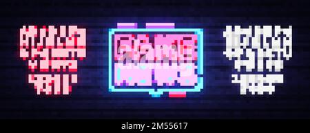 Falsche Nachrichten Neon-Zeichen-Vektor. Breaking News Design-Vorlage Neon-Schild, helles Banner, Neon-Schild, nächtliche helle Werbung, helle Inschrift. Vect Stock Vektor