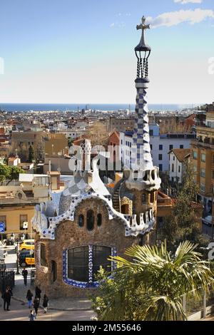 Eintritt zum Park Güell in Barcelona. Spanien Stockfoto