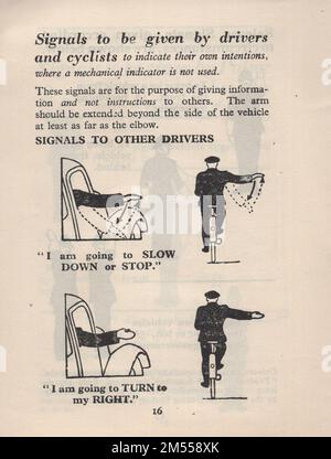 Straßenverkehrsordnung : vom Verkehrsminister mit Zuständigkeit für die Führung und Sicherheit aller Verkehrsteilnehmer herausgegeben mit einem Anhang einschließlich Diagrammen von Signalen und Schildern. Von der Bürokanzlei seiner Majestät. Ein Penny netto. Direkt bei H.M. zu erwerben Bürogebäude an folgenden Adressen : York House, Kingsway, London WC2 / 13a Castle Street Edinburgh 2 / 39-41 King Street Manchester 2 / 1. Andrews Crescent Cardiff / 80 Chichester Street , Belfast / oder über einen beliebigen Buchhändler. Anhang Signale von Polizei und anderen / langsamer Stockfoto